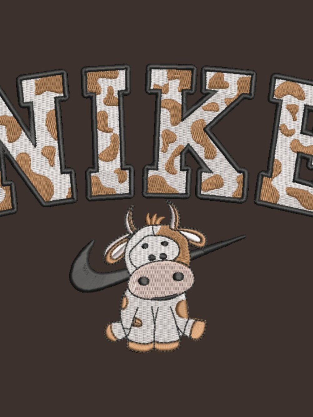 Nike Cow HOODIE Embroidered Adult Unisex Hooded Sweatshirt BROWN Spotted